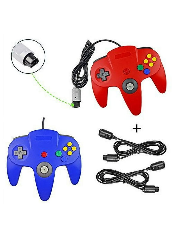 Lot Of 2 Classic Retro Wired Gamepad Controllers With 2 X 6FT Extension Cables For Nintendo 64 N64