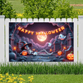 thumbnail image 3 of Orange Theme Halloween Banner Witch Hat Skull Decoration Fabric Material for Halloween Party Outdoor Decoration Indoor Decoration, 3 of 9