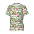 thumbnail image 5 of Vsdgher Tropical Flamingo Print Men's Dry Fit Mesh Athletic Shirts Moisture Wicking Tennis T-Shirt Tops, 5 of 9