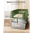 thumbnail image 2 of XL Stainless Steel Litter Box, Large Metal Cat Litter Box with High Sided for Big Cats, Easy-Clean Cat Litter Mat & Scoop, Anti-Urine Leakage (Green), 2 of 7