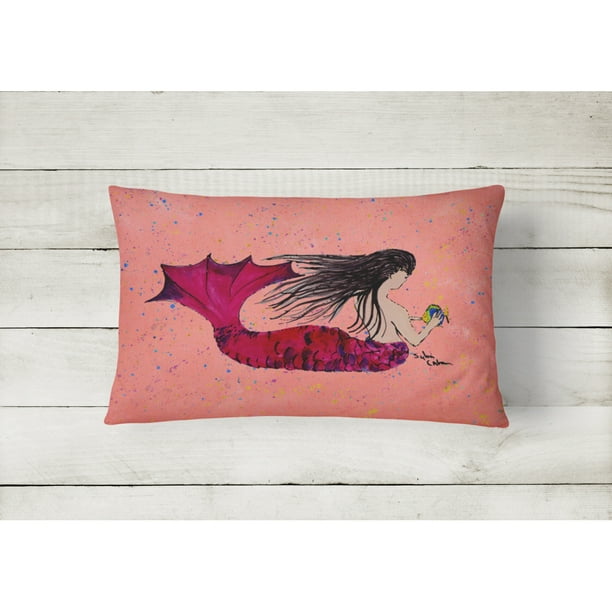 Carolines Treasures 8338PW1216 Mermaid Canvas Fabric Decorative Pillow 12H x16W multicolor