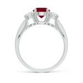 thumbnail image 2 of ANGARA Natural Classic Prong Set 1 ct Ruby and Diamond Three Stone Ring in 14K White Gold for Women (Size-6mm) | July Birthstone, Birthday, Anniversary, Jewelry Gift for Women | Natural Ruby Ring, 2 of 9