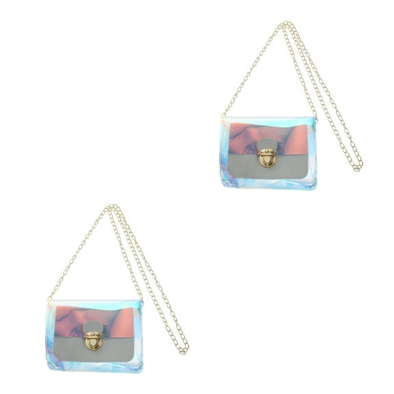 Set of 2 Blue Translucent Handbag Clutch Bags for Women Pink Purse Women's Miss
