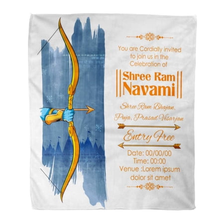 SIDONKU Flannel Throw Blanket Navmi of Lord Bow Arrow in Shree Ram Navami Soft for Bed Sofa and Couch 50x60 Inches