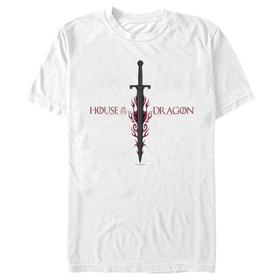 Men's Game of Thrones: House of the Dragon Flaming Sword Logo  Graphic Tee White Medium