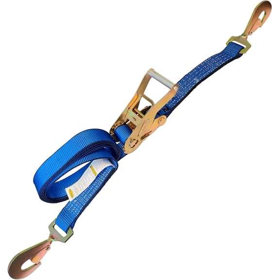 Mega Cargo Control 1-pack Ratchet Straps 2" x 8' Tie-down Strap W/ Twisted Snap Hooks, 3335 lbs Wll, Blue