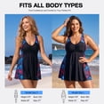 thumbnail image 5 of RELLECIGA Womens Swimwear V Neck Front Shirring One Piece Skirt Swim Dress Bathing Suits, 5 of 9
