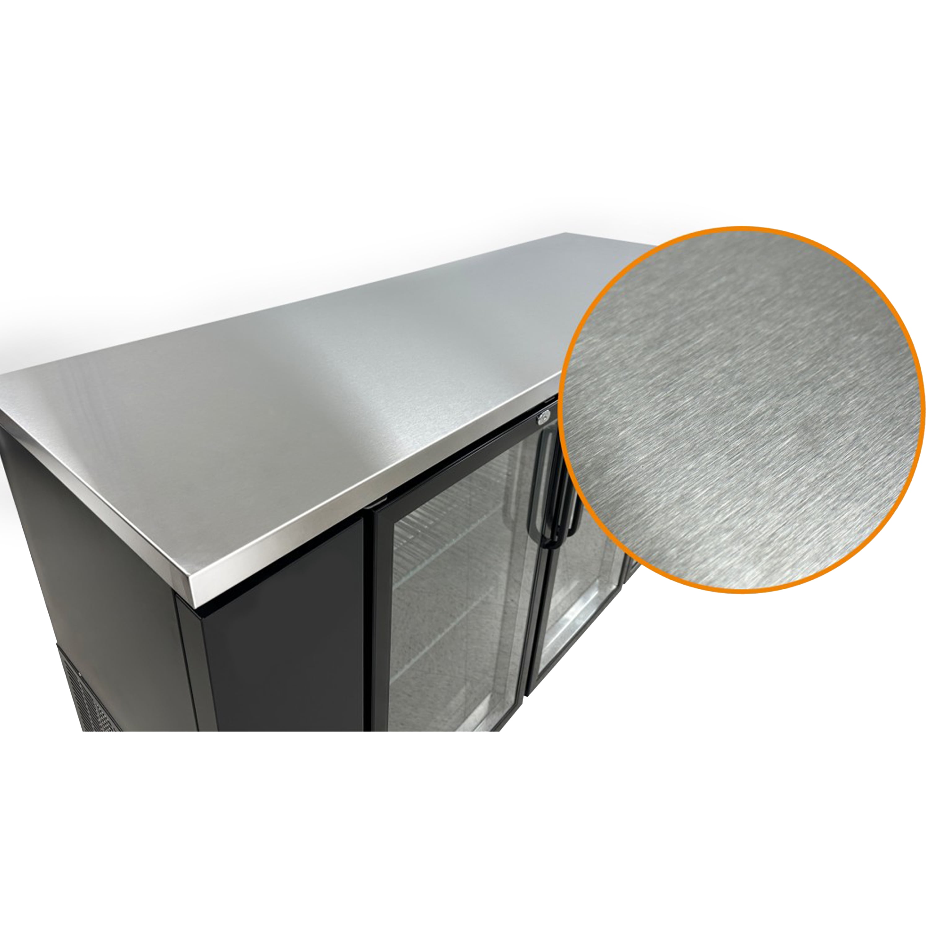 Elite Kitchen 73 in. Back Bar Refrigerator, 20 Cu. ft., 3 Glass Door, Lockable, Commercial, NSF Certified