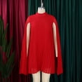 thumbnail image 4 of AURA Chiffon Midi Dress Cape Batwing Extra Long Sleeve Round Neck High Waist A-Line S-XXXL, 4 of 7