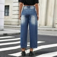thumbnail image 3 of Women'S Jeans Wide Leg Vintage Mid Rise Y2k Baggy Boyfriend Ankle Denim Pants Blue XXL, 3 of 8