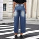thumbnail image 5 of Pantalones Vaqueros de Mujer, Estilo Vintage, de Pierna y Tiro Medio, Holgados, Estilo Boyfriend, Hasta el Tobillo, Y2K Azul S, 5 of 9