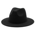 thumbnail image 1 of L Tablero de luz monocromático Sombrero para hombres y mujeres Sombrero de copa de lana simple Sombrero de jazz de ala plana, 1 of 2