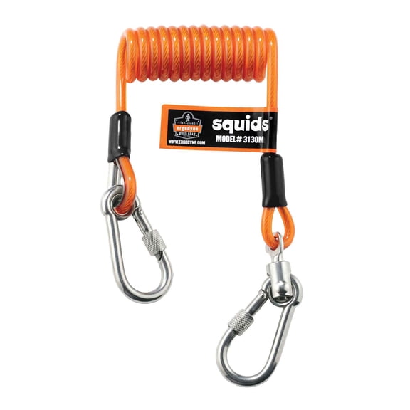 Ergodyne Squids® 3130M Coiled Cable Lanyard - 5lb, Orange, Standard