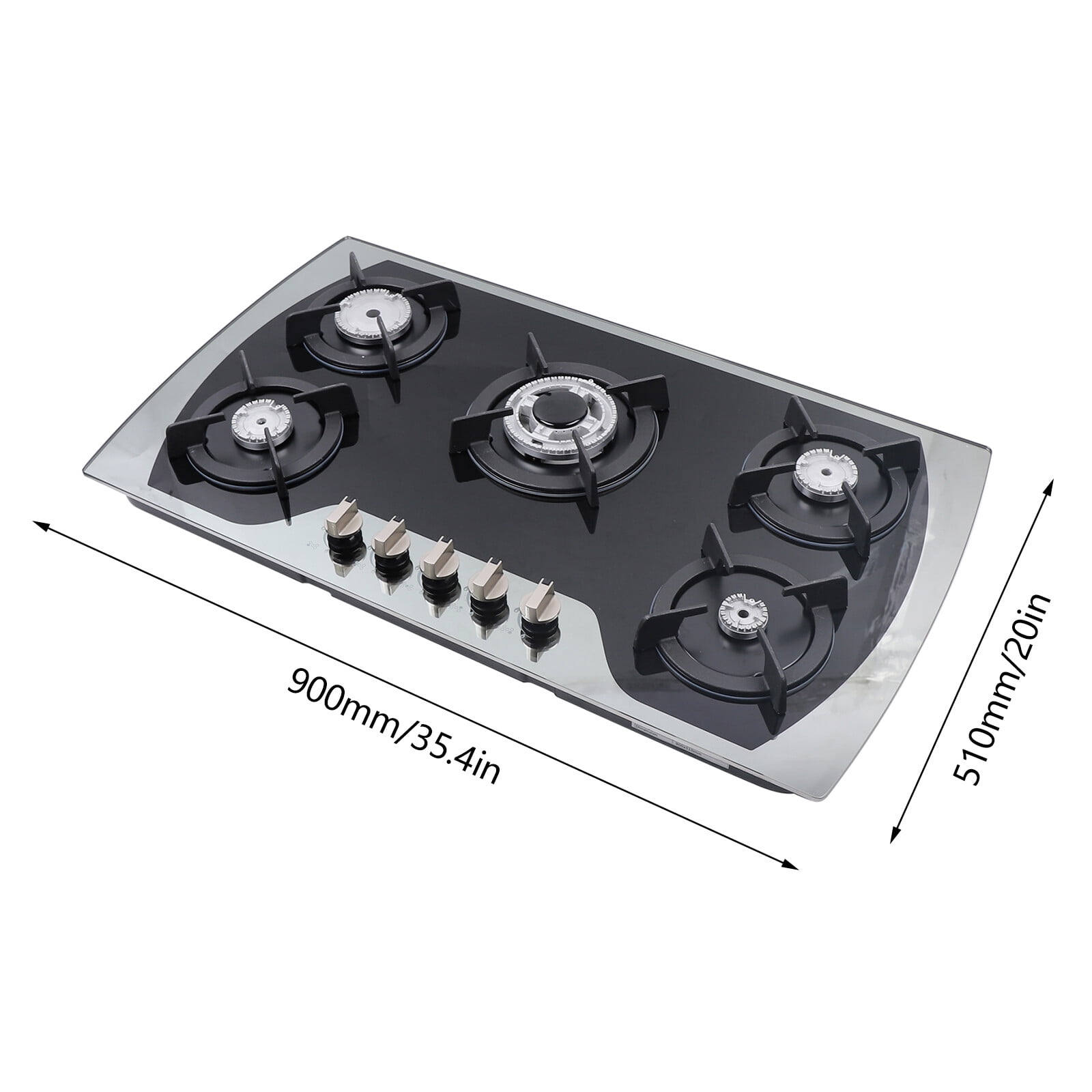 36 inch Gas Cooktop Built-in 5 Burners Stainless Steel Gas Stove NG/LPG Gas Hob