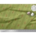 thumbnail image 2 of Soimoi Tissu Crêpe polyester Vert Imprimé Baies Rouges & Rayures Tissu de Couture au Mètre 42 Pouces de Large, 2 of 5