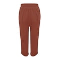 thumbnail image 5 of GZWYHT Women's Casual Linen Pants，Lightweight Summer Relax Fit Elastic Waist Fashion Solid Color Loose Trousers With Pockets Drawstring Loose Fit Summer Pants，Red S, 5 of 5