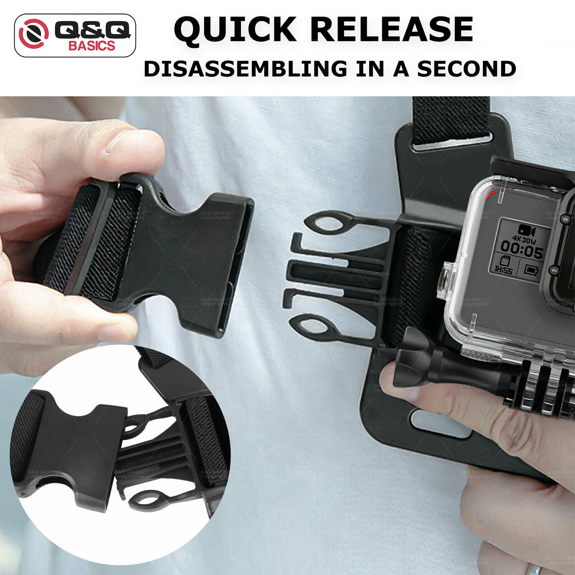 Q&Q BASICS Cell Phone Chest Mount Harness Vest Strap Clip Holder for POV/VLOG, Compatible with iPhone,Samsung, GoPro Hero, DJI Osmo, AKASO and Action Cameras