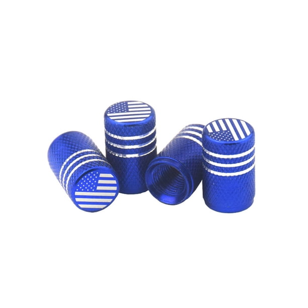 Riwesomey 4 piezas, tapas de vástago de válvula de neumático de coche, patrón de bandera, cubierta de vástago de llanta para bicicleta, Herramientas y ferretería Azul