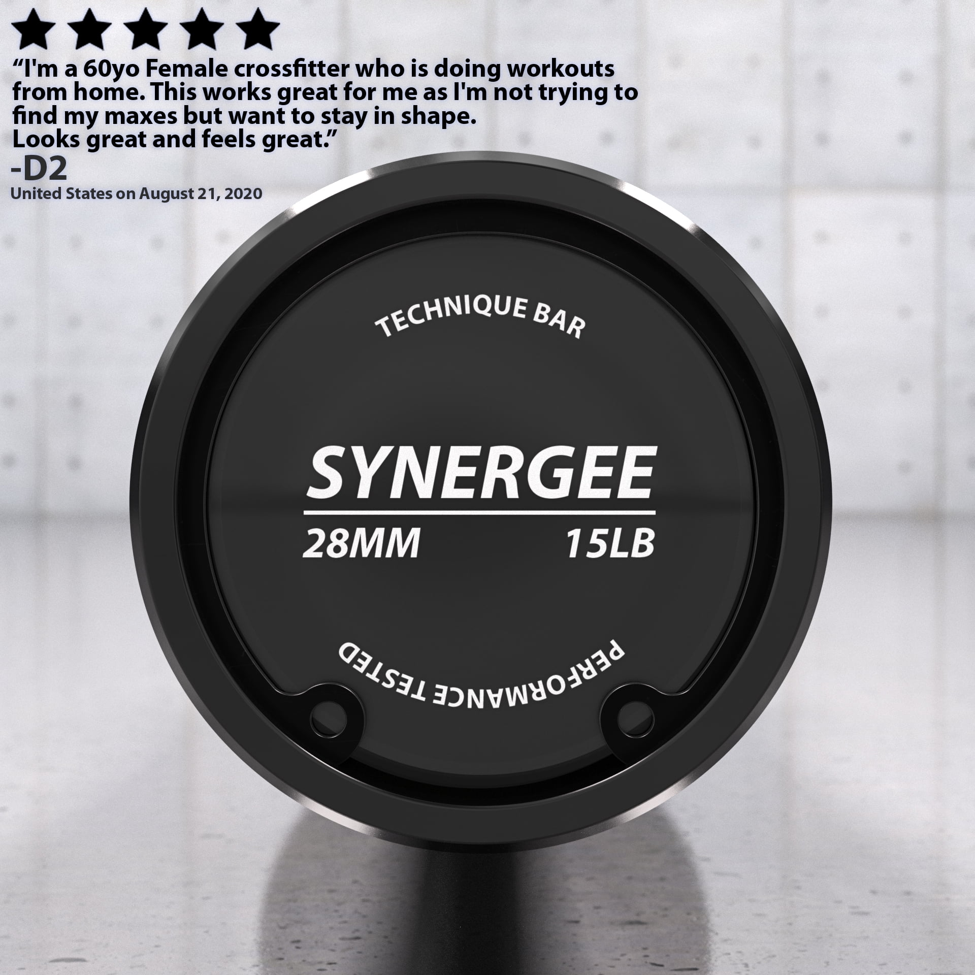 Synergee 15lb Technique Barbell Red Aluminum Bar for Form & Technique Training for Power & Olympic Lifting.