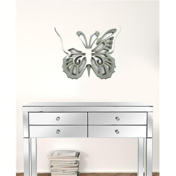 HomeRoots 274490 23 x 19 x 4 in. Gray Rustic Butterfly Wooden Wall Decor