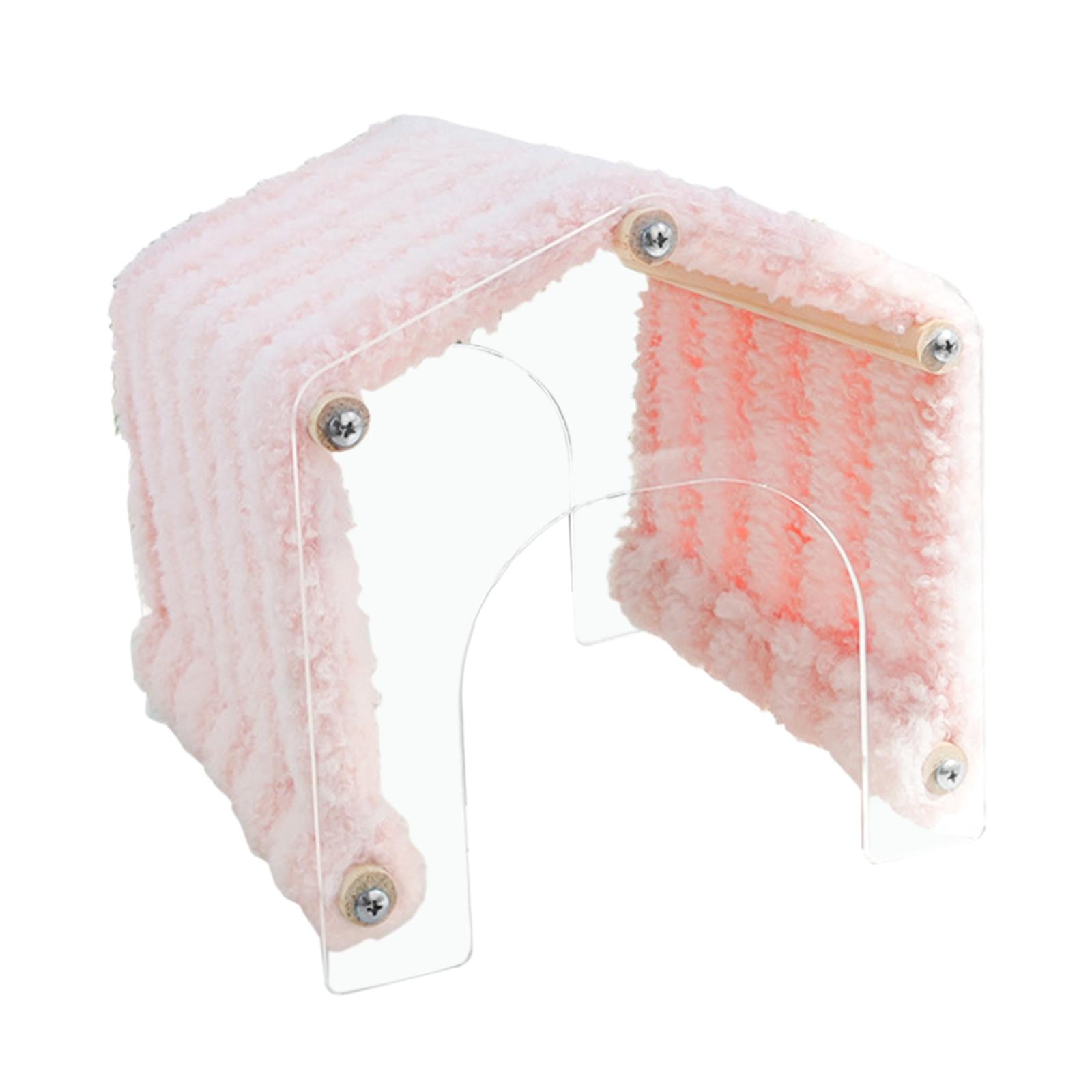 EHJRE Guinea Pig Hideout Small Animal Hide Shelter, Opening, No Bottom Acrylic Warm Easy Access Hedgehog Tunnel Tent Cage Accessories pink