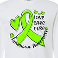 thumbnail image 4 of Inktastic Love, Care, Cure Lymphoma Awareness Lime Green Ribbon Hearts Long Sleeve T-Shirt, 4 of 5