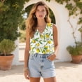 thumbnail image 4 of Jeiento Yellow Lemon Sleeveless Tops for Women Loose Fit Casual Flowy Tank Tops V Neck Sleeveless Athletic T-shirt Golf Tops Soft Comfort Tunic Shirt Streetwear,S, 4 of 8