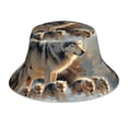 thumbnail image 3 of Daiia Wolf Family Winter Wonderland Pattern Bucket Hat - Trendy Cotton Sun Hat for Beach, Golf, Fishing - Fun Outdoor Vacation Boonie for Men and Women, 3 of 9