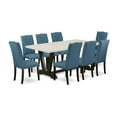 thumbnail image 2 of East West Furniture V627EL121-9 9-Piece Gorgeous Dining Room Table Set an Outstanding Linen White rectangular Table Top and 8 Awesome Linen Fabric Padded Chairs with Nail Heads and Button Tufted..., 2 of 10
