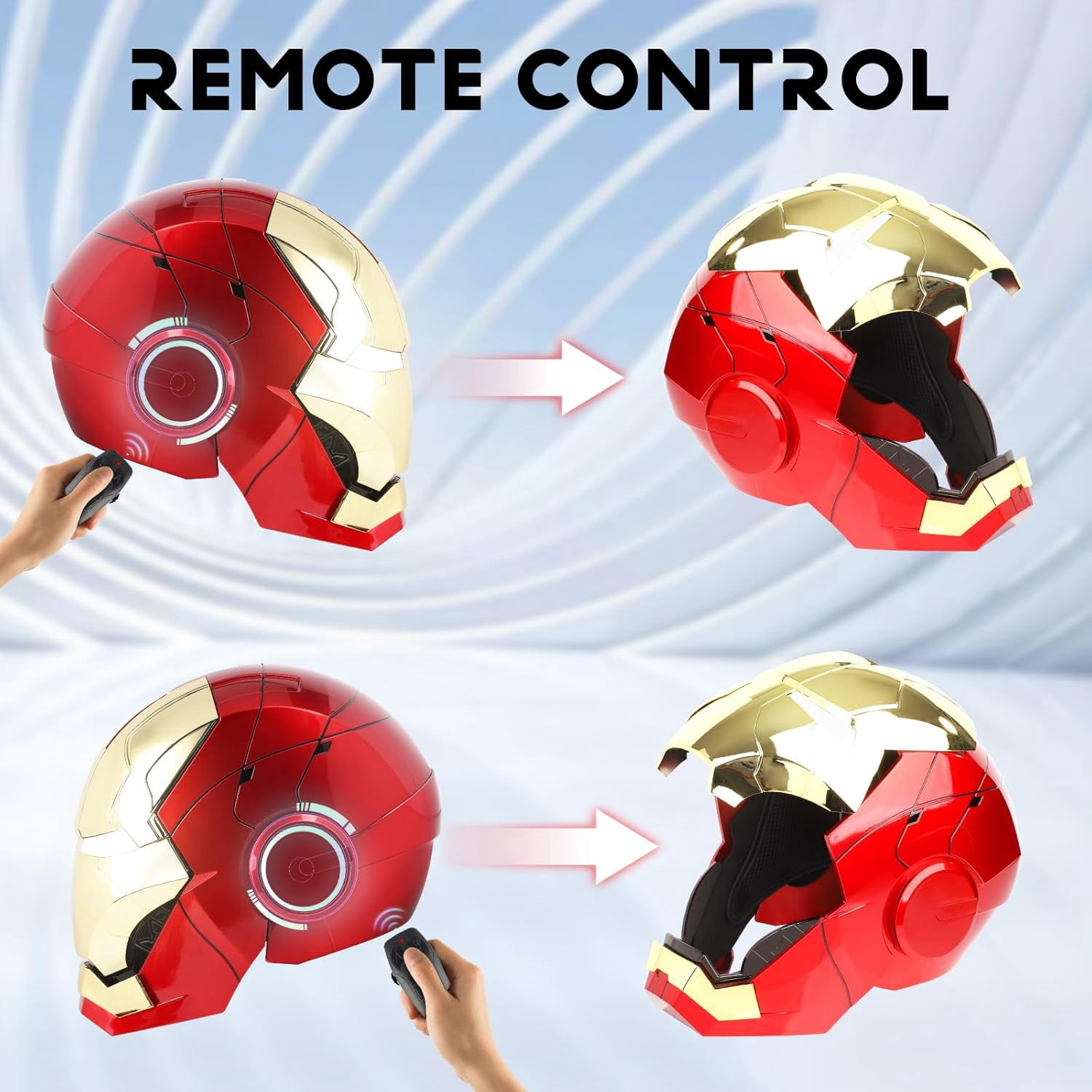 Iron Hero MK 5 1:1 Wearable Helmet - Voice, Touch, and Remote Control with LED Eyes, Realistic Sound Effects, Perfect for Cosplay, Display, and Collectible Figures for Man and Teen,Gold