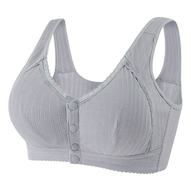 IROINID Deals Comfort Bras for Elderly Women Sexy Front Button Shaping Cup  Shoulder Strap Underwire Bra Plus Size Bra Underwear Set,Gray