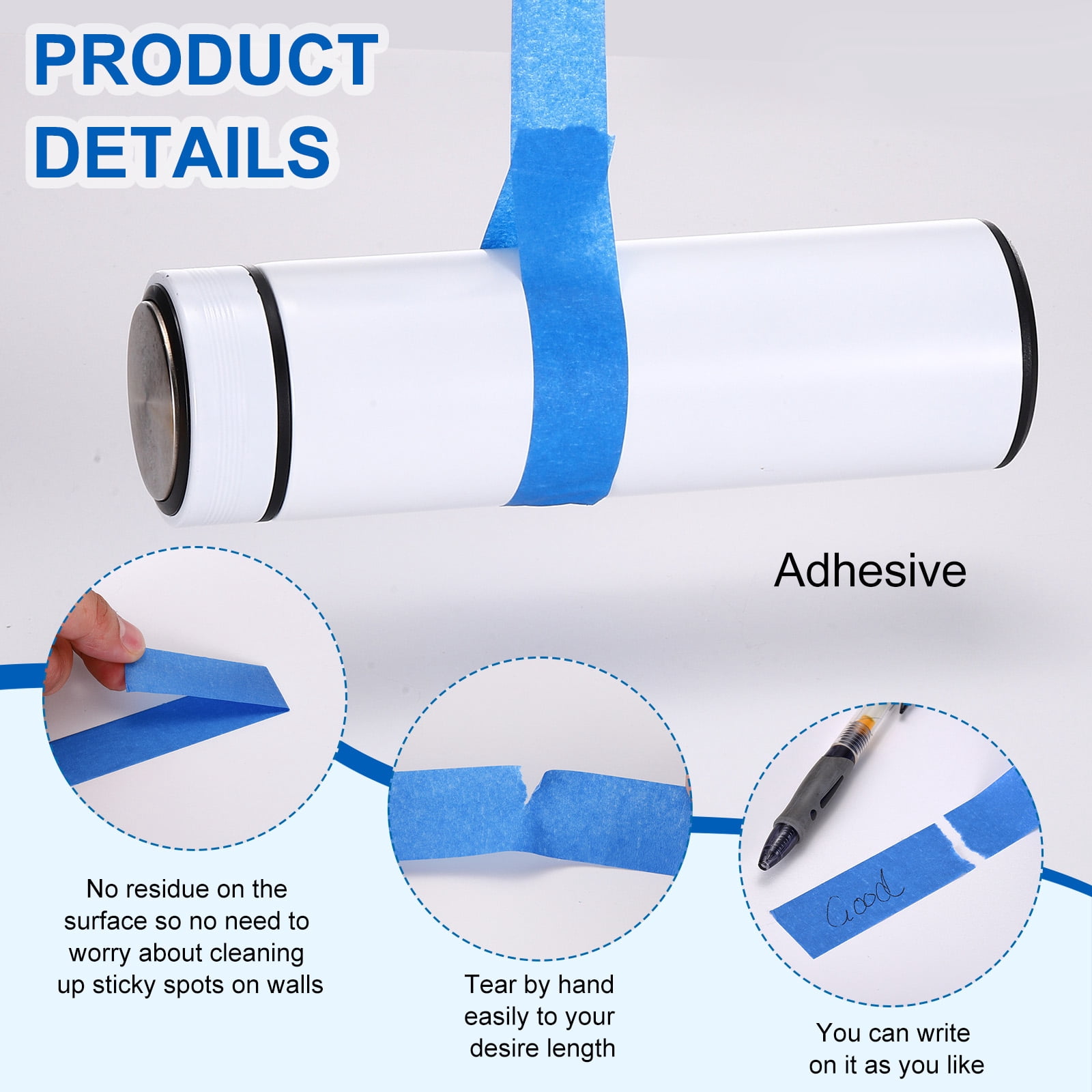 Uxcell Painters Tape, High Temperature Resistant Paint Masking Tape Adhesive for Wall Painting Craft Arts Decoration Drafting Blue 2.99 Inch x 55 Yards