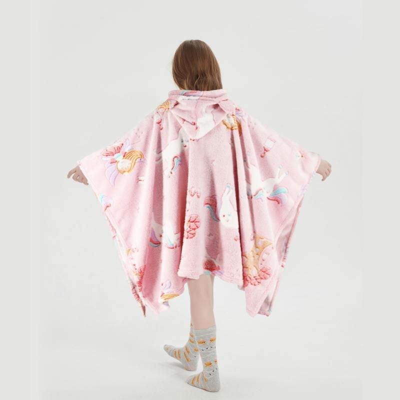 Sweat à capuche Marina Decoration phosphorescent pour enfants et filles, surdimensionné, en flanelle polaire douce et chaude, avec poche géante, 110 x 75 cm, licorne rose