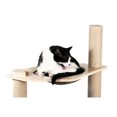On2 Pets Cat Condo Cat Tree Tower with Cat Hammock Bed and 5 Scratching Posts Cat Furniture (Light Gray)