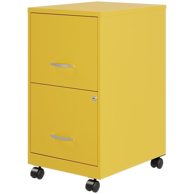 Space Solutions 18"D 2Drawer Mobile Metal Vertical File Cabinet Yellow/Goldfinch