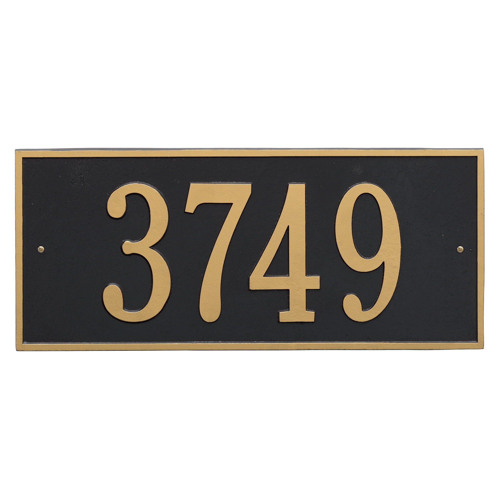 Personalized Hartford Rectangular Estate Wall 1-Line Address Plaque in Black & Gold by Whitehall