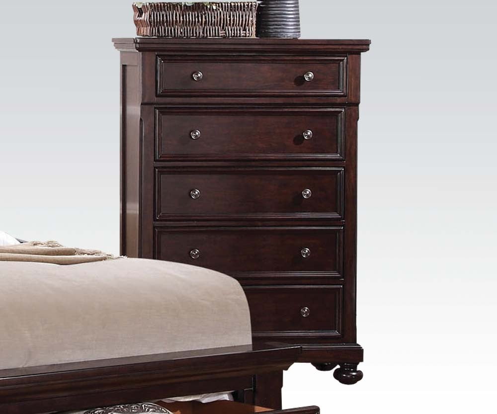 Traditional Dark Walnut 5Drawer Chest