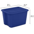 thumbnail image 2 of Sterilite 18 Gal. Tote, Plastic Storage Bin with Snap-on Lid, Blue, 2 of 10