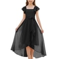 thumbnail image 2 of EnJoCho Girls Chiffon Junior Bridesmaid Dress Square Neck Flutter Sleeves High Low Formal Party Flower Girl Wedding Holiday Dance Pageant Evening Gown, 2 of 4