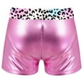 thumbnail image 2 of YUUMIN Big Girls Metallic Dance Shorts Gymnastics Underpants Athletic Tight Pants Summer Hot Bottoms Pink Leopard 4, 2 of 5