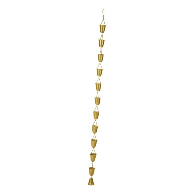 Almencla Cup Rain Chain Decorative Iron Art Gutter Chain for Outside House Home Decor Gold