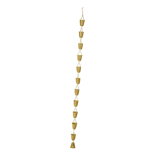 Cadena de lluvia con forma de taza, desviador de agua, arte de hierro, cadena decorativa para canalones, colector de agua de lluvia Oro