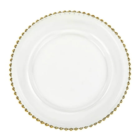 

6 Pack | Gold Beaded Plastic Charger Plates