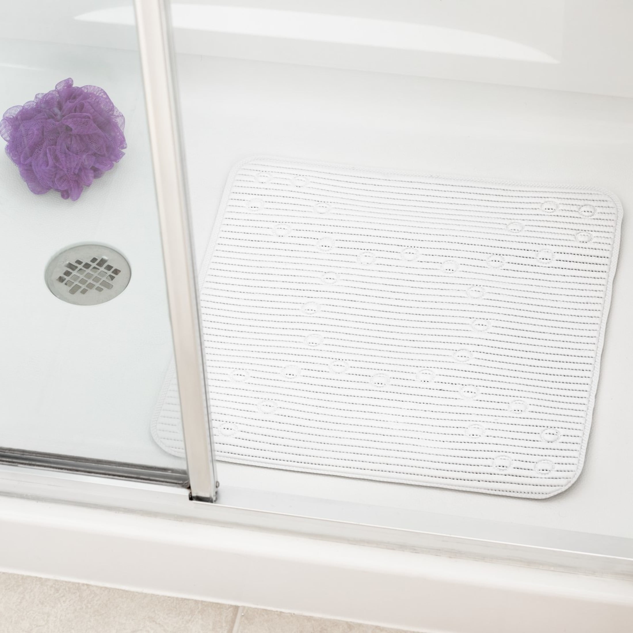Clorox 21" x 21" Foam Cushioned Shower Mat with Suction Cups, White