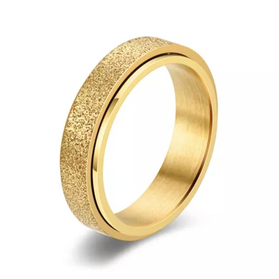 HOOUN Anti-anxiety Spinner Fidget Rotating Ring Men Women Gifts Stainless Steel Rings-gold-6