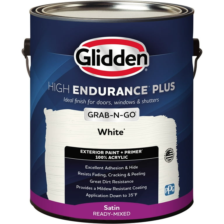 Glidden HEP Grab-N-Go White Satin Exterior Paint with Primer, 1