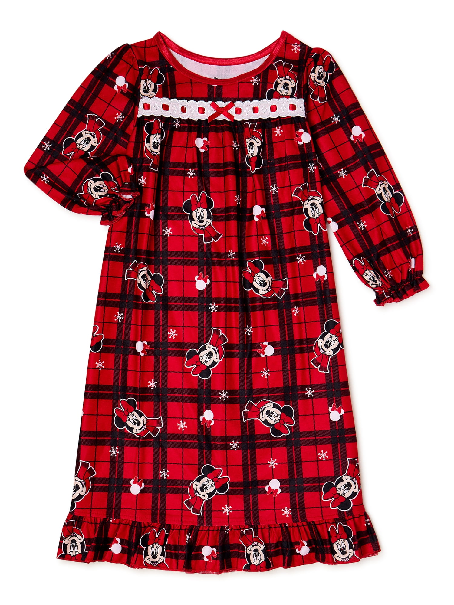 3T Disney Little Girls Minnie Mouse Long Sleeve Nightgown Pajama Sleep Dress Red 