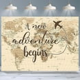 thumbnail image 3 of A New Adventure Begins Travel Cool Backdrop Vintage World Map Around World Airplane Birthday Bridal Shower Photography Backdrops Newborn Baby Shower Birthday Party Banner Decoration, 3 of 4