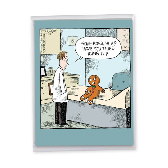 1 Jumbo Funny Get Well Soon Greeting Card (8.5 x 11 Inch) - Sore Gingerbread Man Feel Better J2609GWG