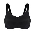 thumbnail image 4 of Women's Plus Size Seamless Everyday Versatile V-Shape Supportive Wireless Bra Bralette Black 2XL, 4 of 7